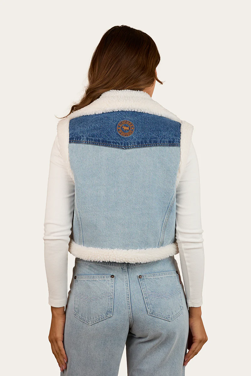Amaya Womens Denim Sherpa Vest - Image 4