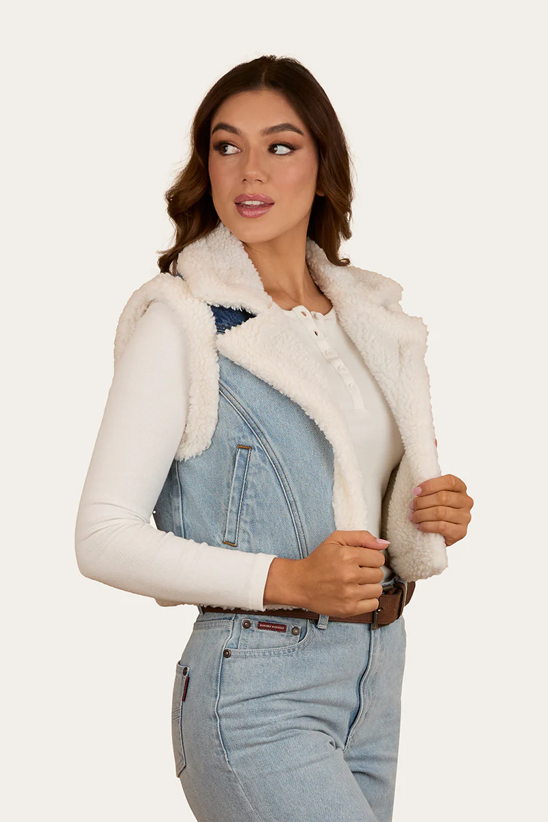 Amaya Womens Denim Sherpa Vest - Image 6