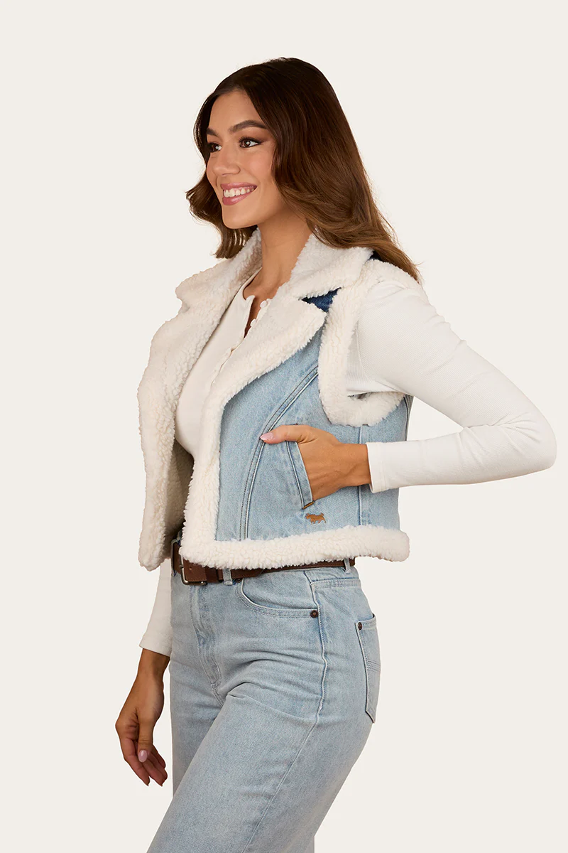 Amaya Womens Denim Sherpa Vest - Image 7