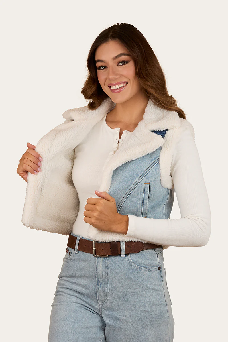 Amaya Womens Denim Sherpa Vest - Image 8