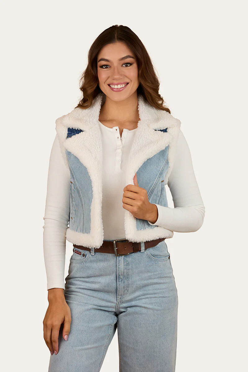 Amaya Womens Denim Sherpa Vest - Image 9