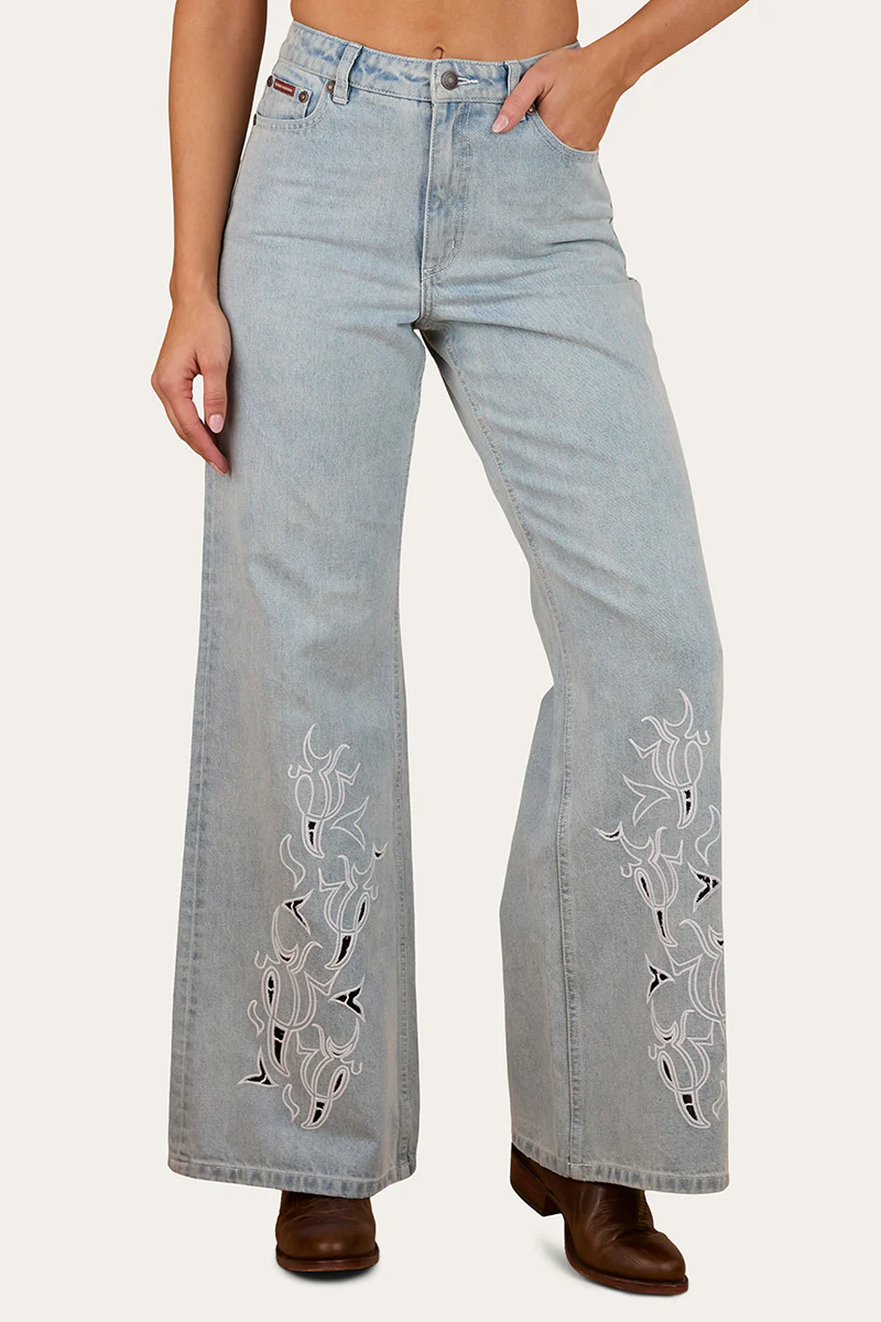 April Womens High Rise Wide Leg Jean